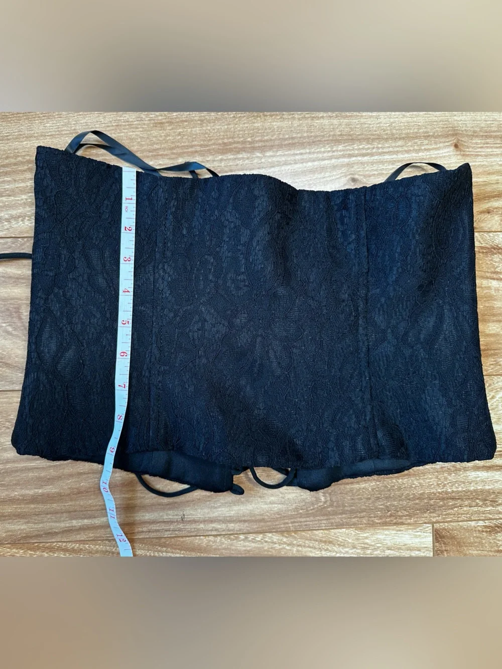 Sunfere Black Lace-Up Corset Waist Belt NWT Size L